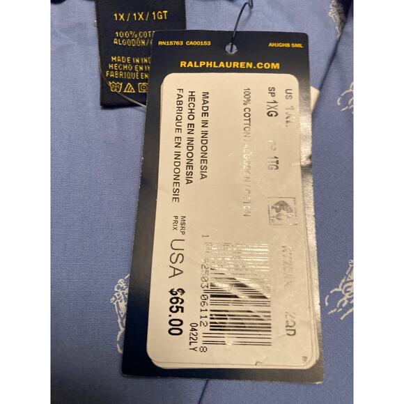 POLO RALPH LAUREN Men's All Over Polo Player Pajama Shirt Baby Blue Size 1X - Picture 4 of 5